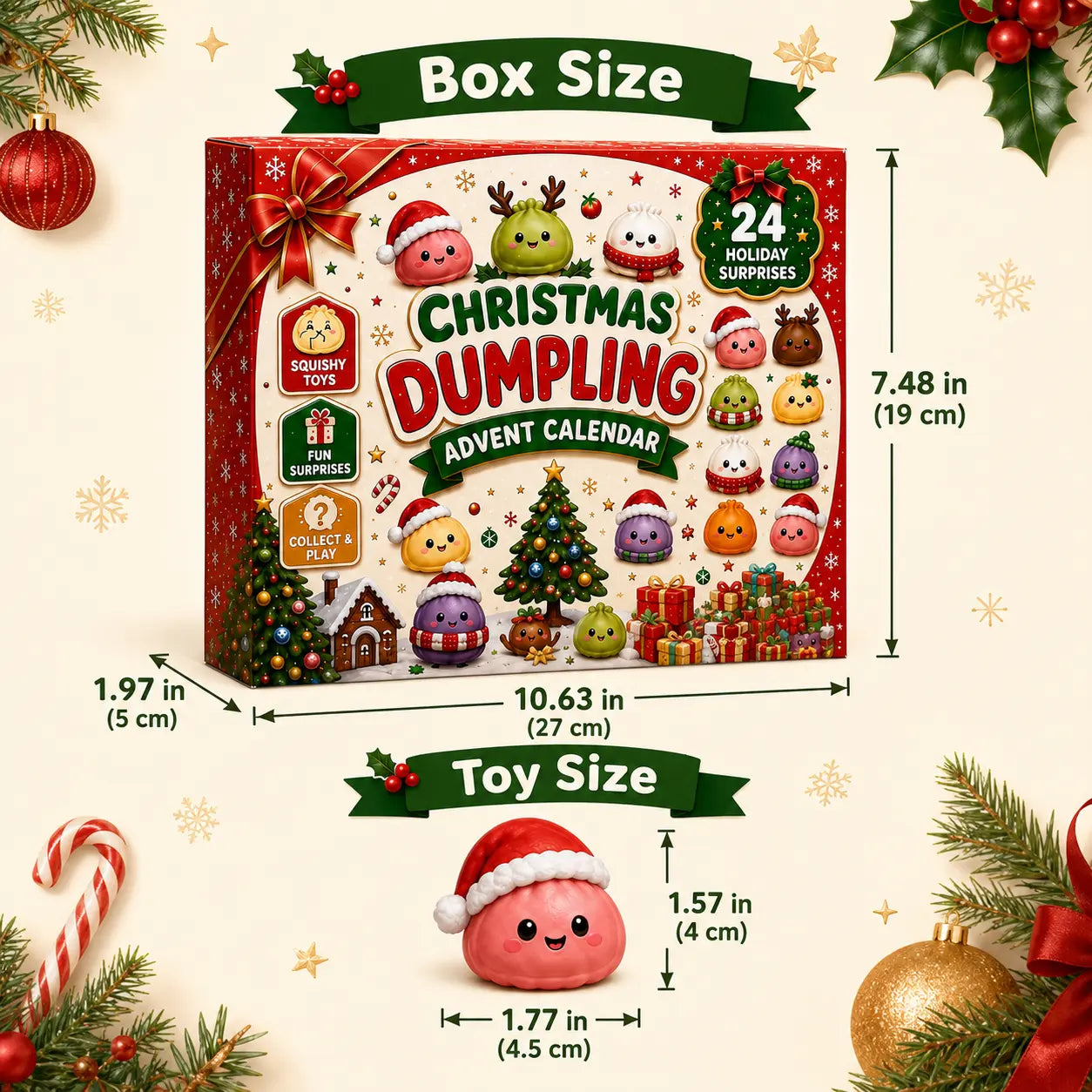 π 24-Day Christmas Dumpling Squishy Advent Calendar β 24 Mini Surprise Toys