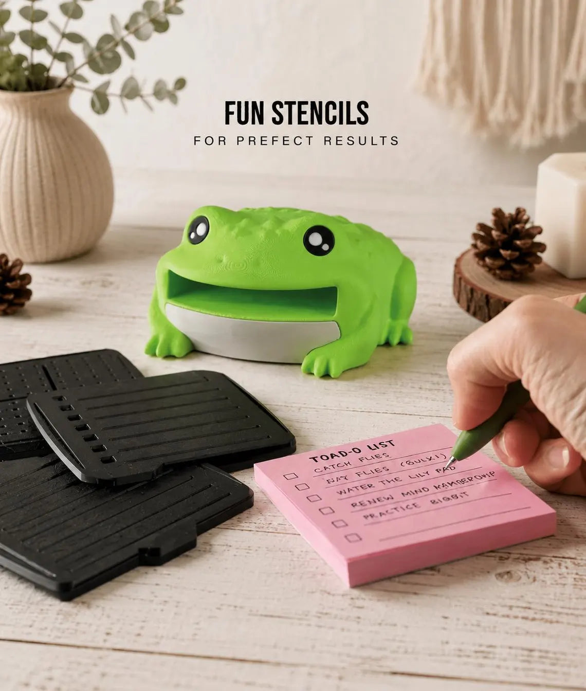 📝 Cute Sticky Note Dispenser | Animal Shape Desk Decor with Pen Rest