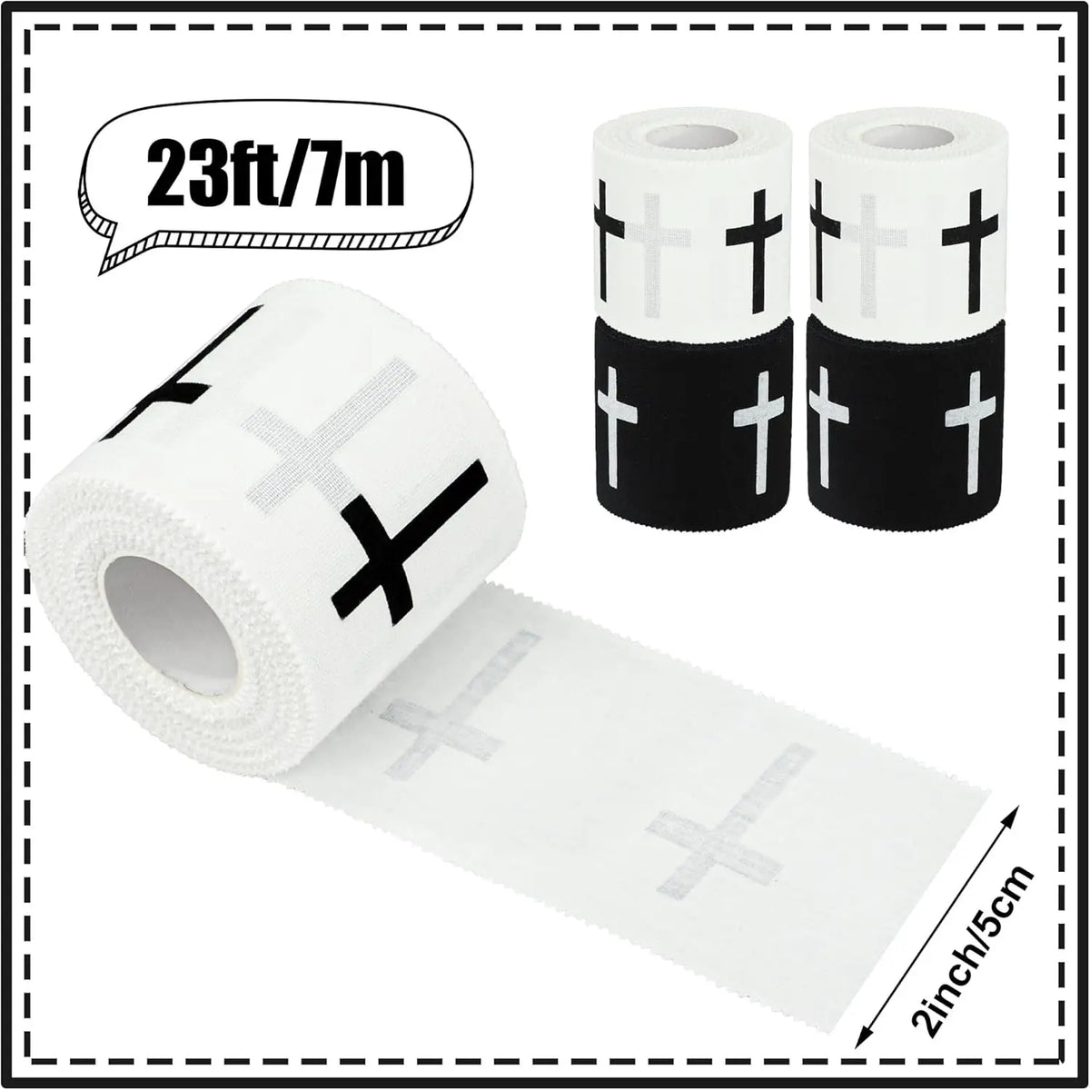 2 Pcs Christian Athletic Tape 2 in x 23 ft Cotton Zinc Oxide