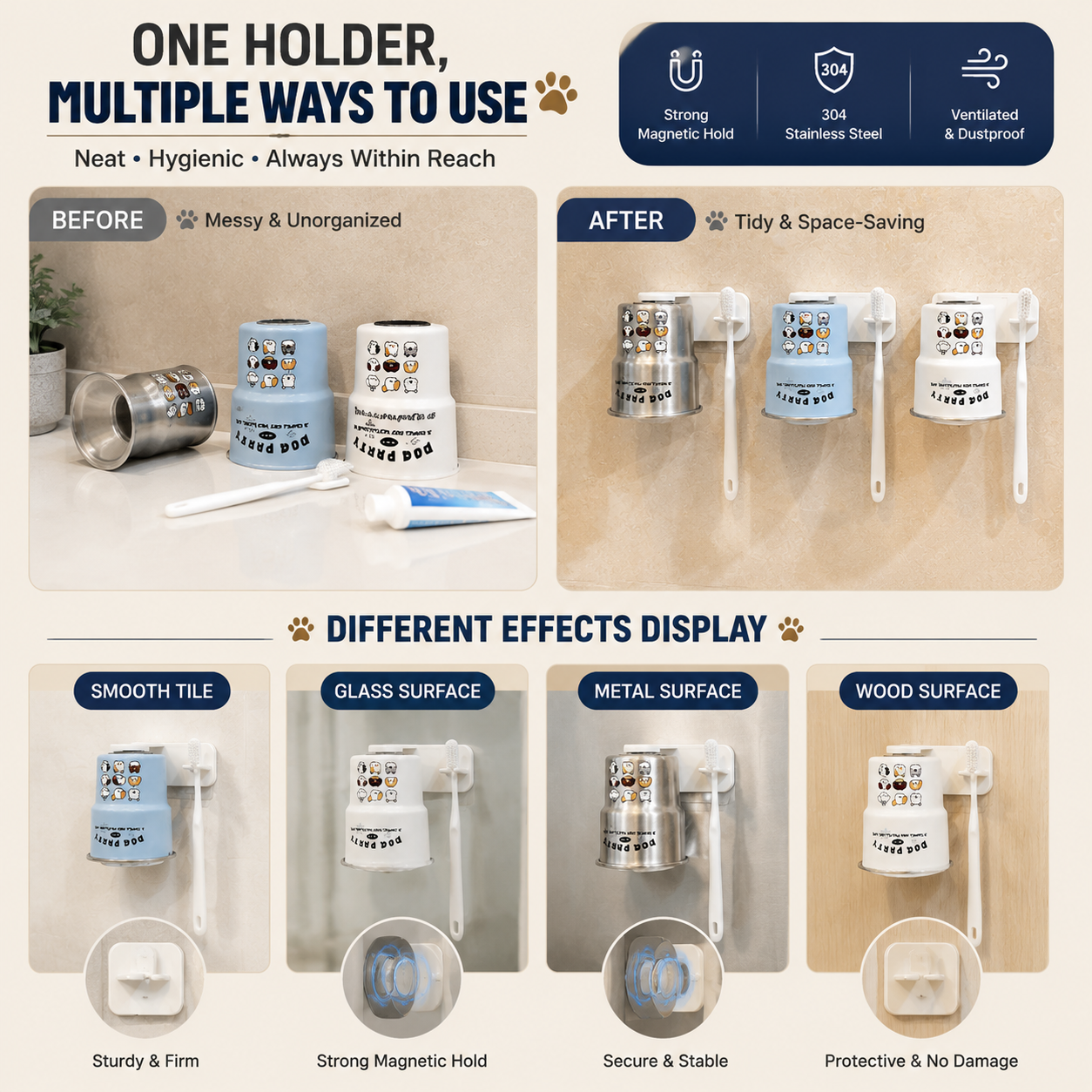 Magnetic Wall-Mounted Mouthwash Cup