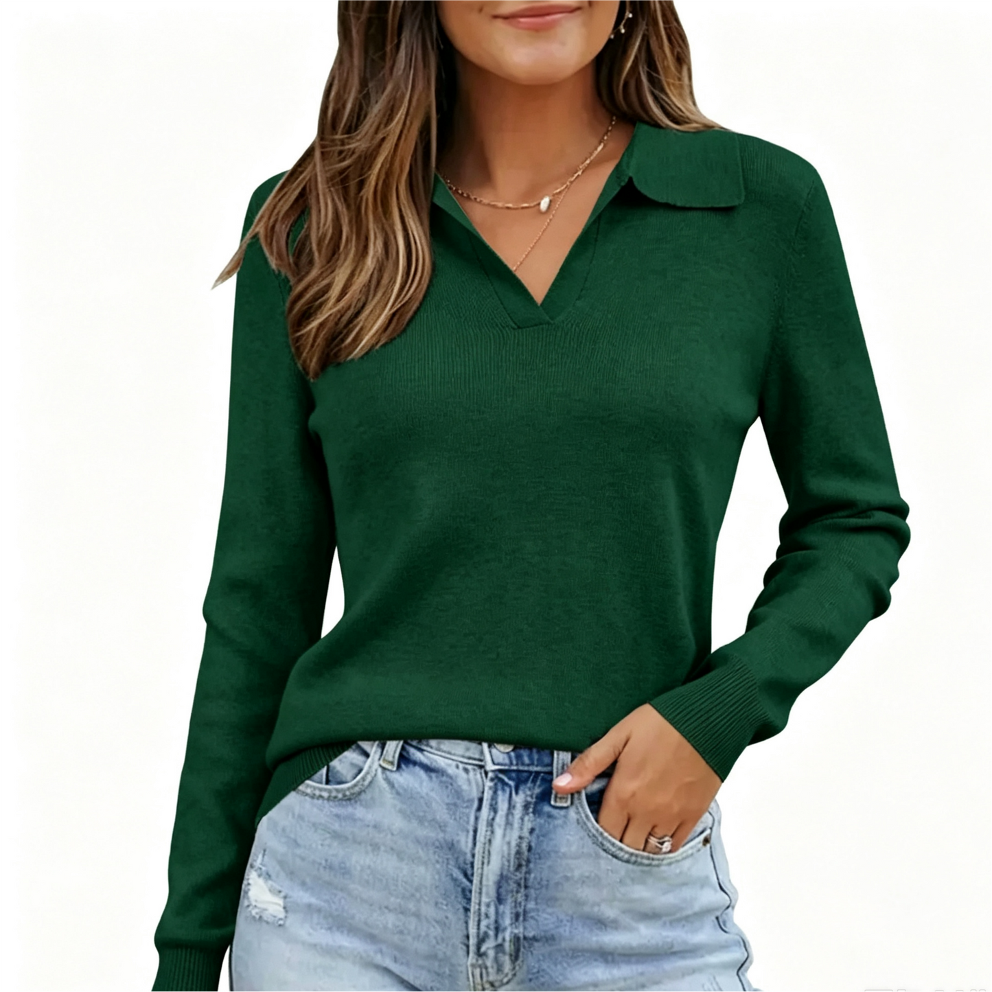🌸 Women's Wool Blend Polo Sweater | Business Casual Spring Style – SummerVibes 2026