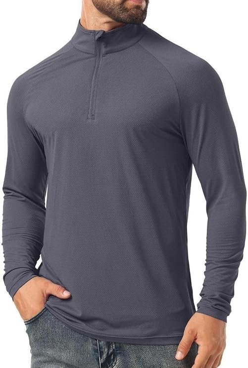 Men's 1/4 Zip Shirt UPF 50+ Quick Dry Lightweight Long Sleeve