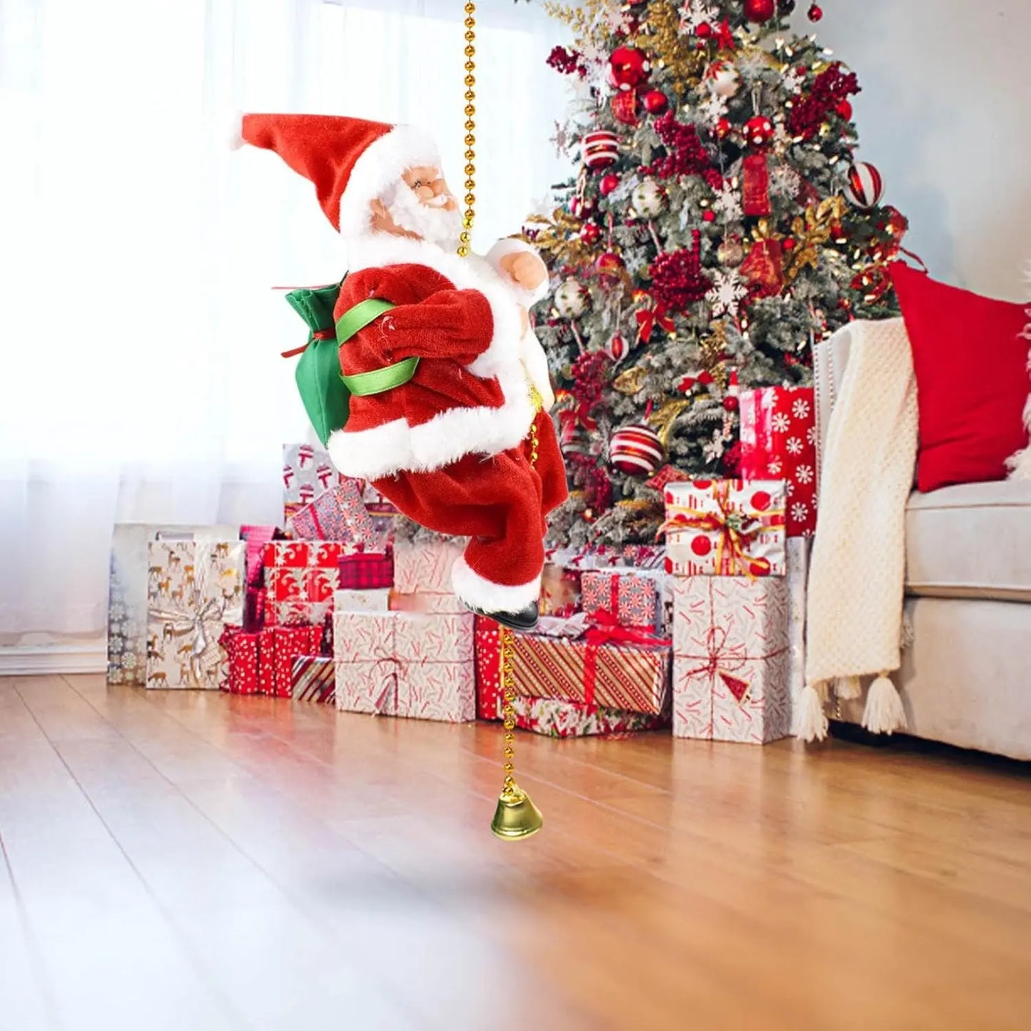 2026 Electric Climbing Santa Christmas Ornament - Battery-Powered