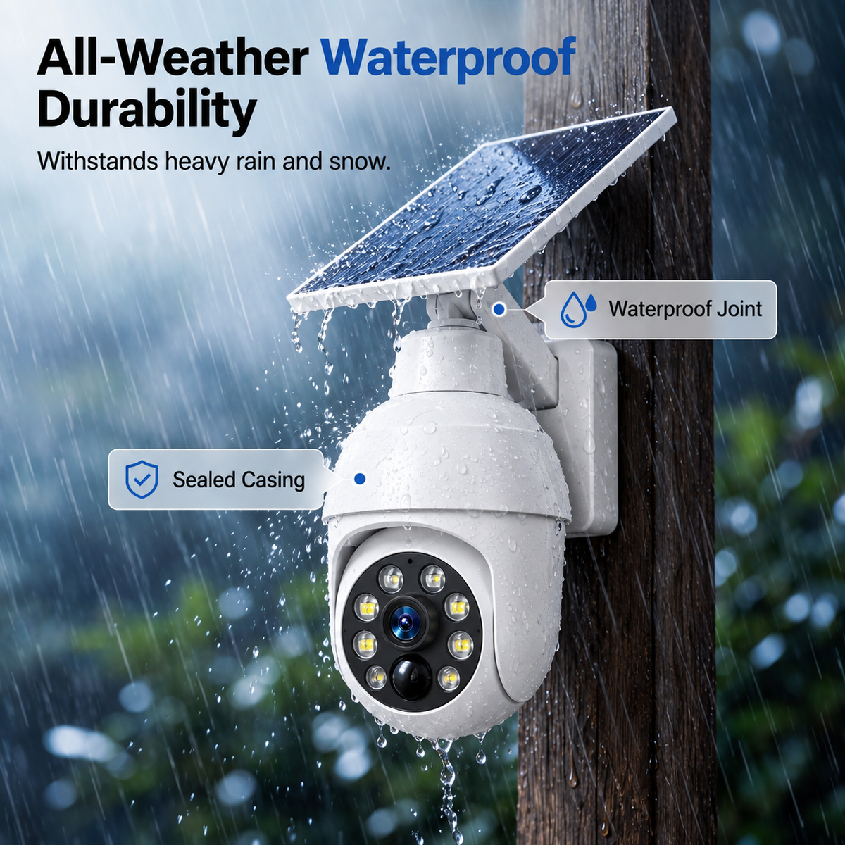 Solar-Powered Simulated Surveillance Camera Street Light