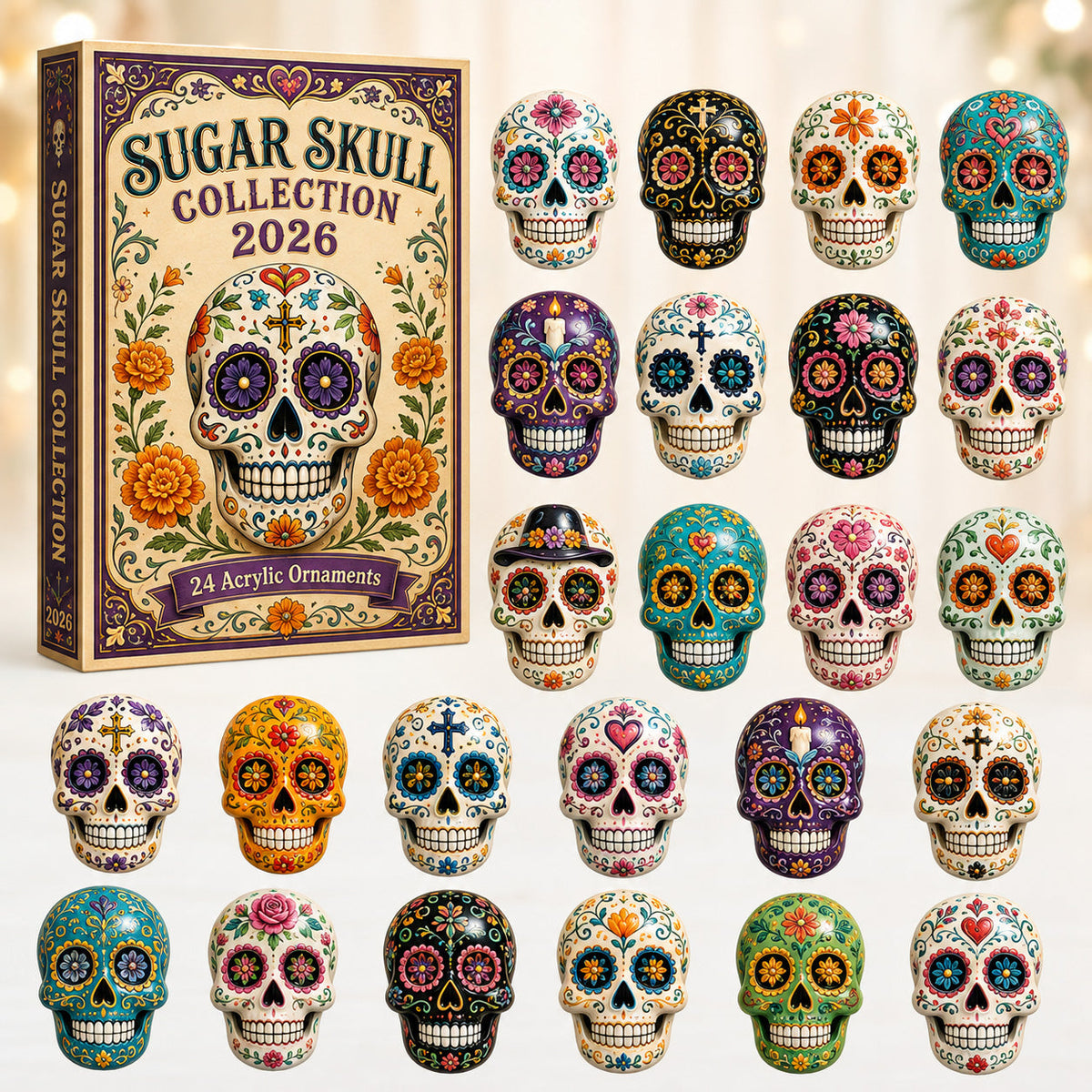Day of the Dead Sugar Skull Advent Calendar 2026 – 24-Day Acrylic Charm Countdown