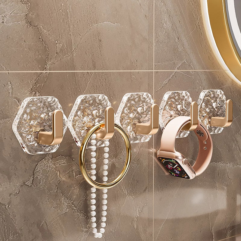 Glacier Ripple No-Drill Adhesive Hooks – Crystal-Look Decorative Wall Storage