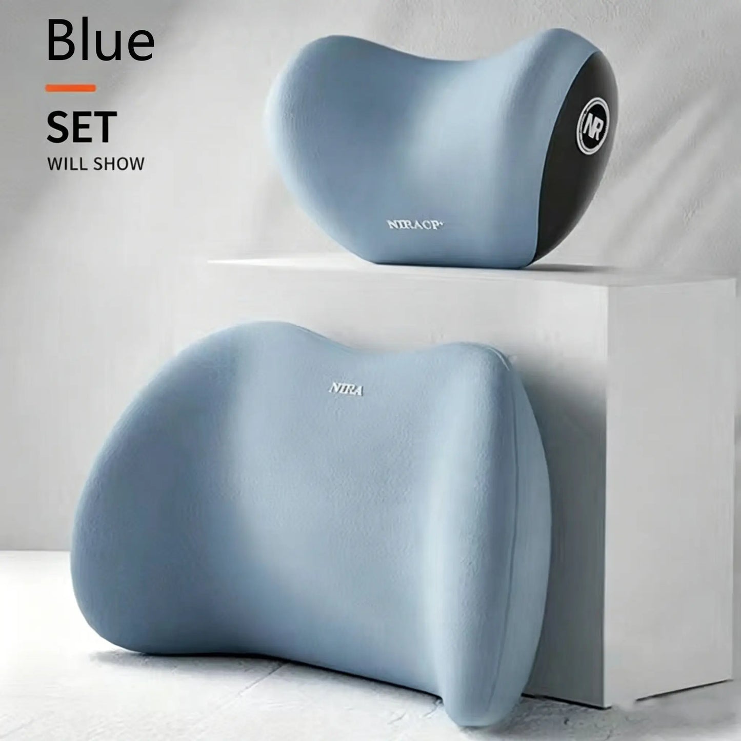 Car Driving Car Pillow Set Neck and Waist Black Foam Neck Pillow Memory Lumbar