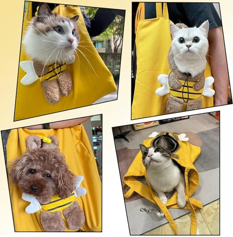 Bee Out Cute Canvas Pet Bag | Cute Bee-Shaped Pet Canvas Shoulder Carrier
