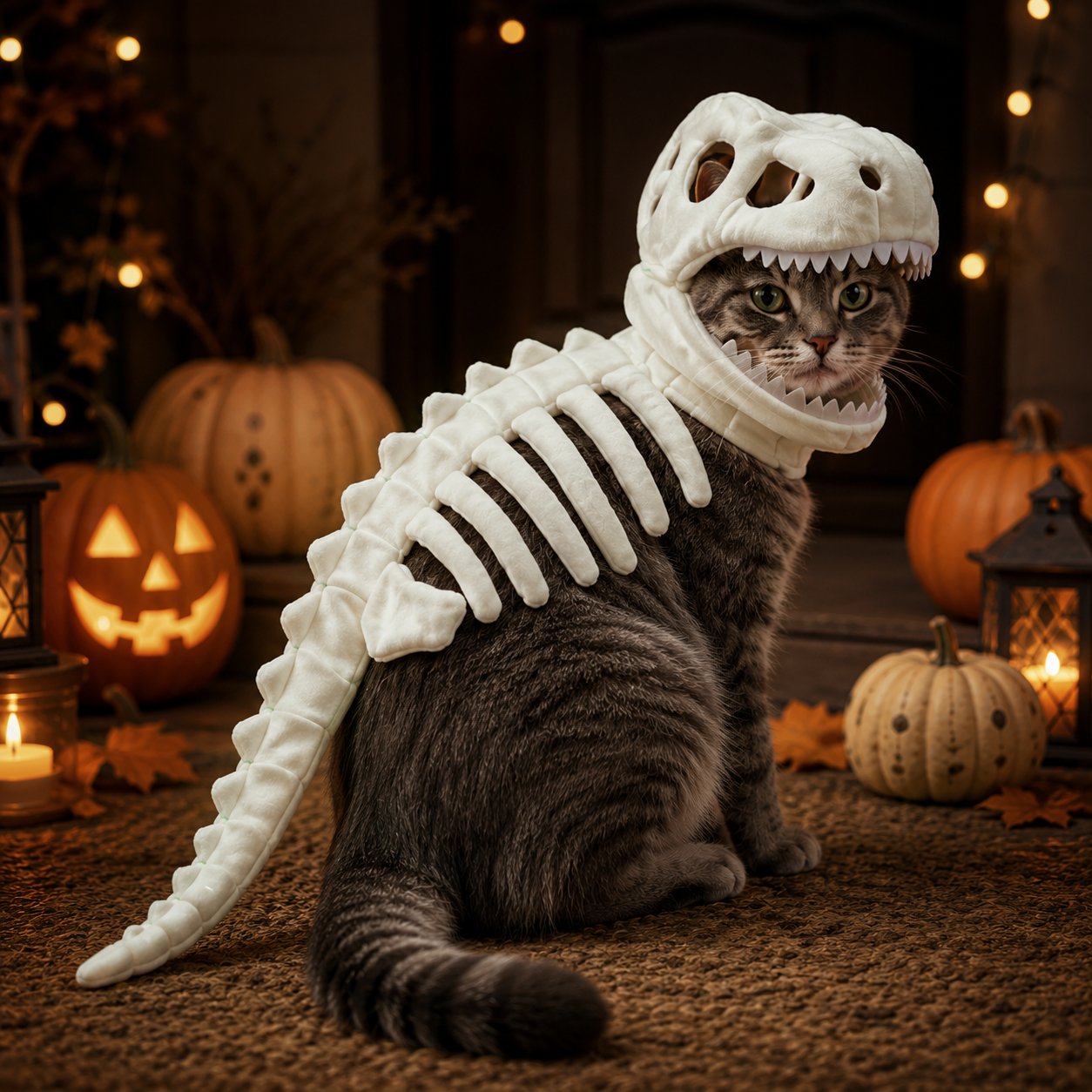 🦖 Glow-in-the-Dark Dinosaur Skeleton Pet Costume