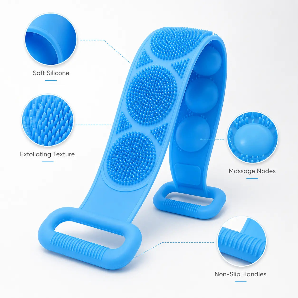 Silicone Bath Brush – Double-Sided Exfoliating Back Scrubber