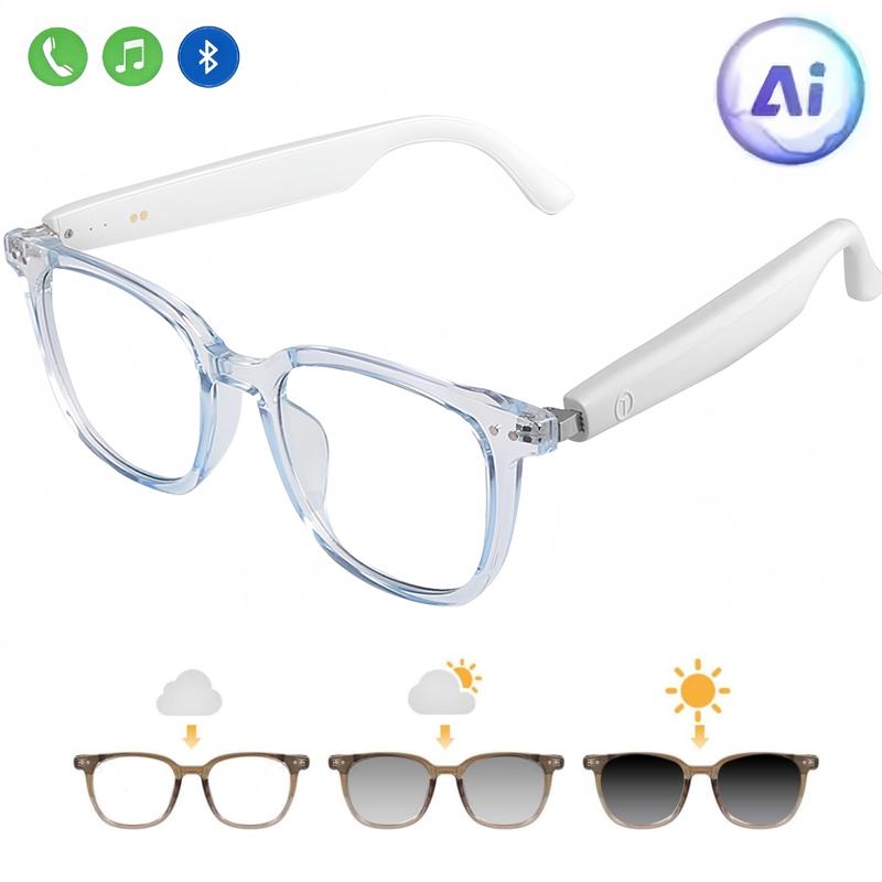Smart Photochromic Bluetooth Audio Glasses with Anti-Blue Light Lenses