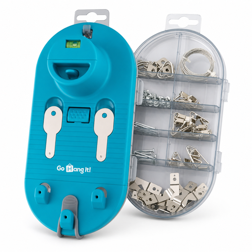Go Hang It Pro - Picture Hanging and Leveling Tool with Case and Hardware Kit (85-Piece)