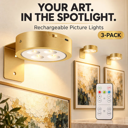 3-Pack Rechargeable Picture Lights for Wall