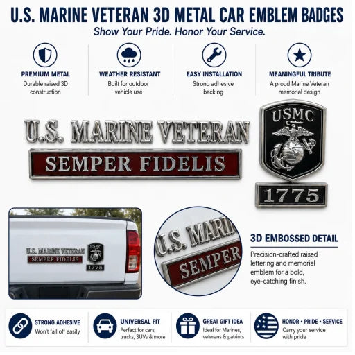 U.S. Military Veteran Car Emblem Metal Badge Collection