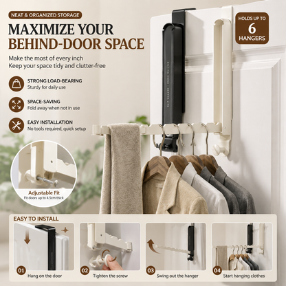 Expandable Folding Wall Hook – Space-Saving Drying Rack & Hidden Towel Hanger for Doors