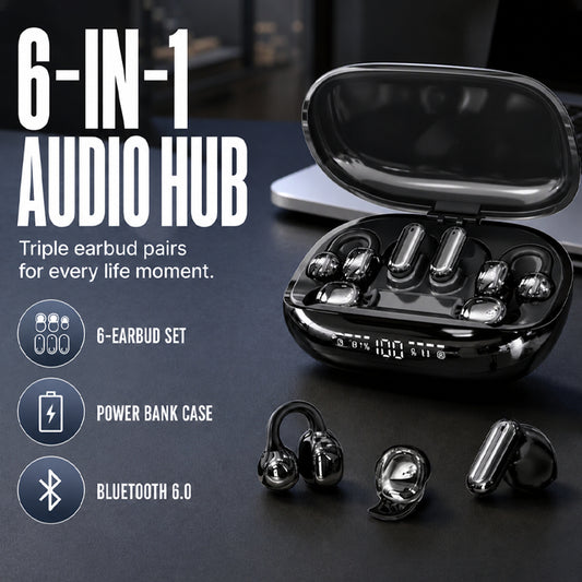 6-in-1 Multi-Style Wireless Earbuds & Emergency Power Case ✨