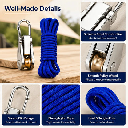 Stainless Steel Roperoller Pulley Tensioning Kit with Accessory Cord