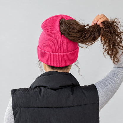 Magnetic-Closure Ponytail Winter Knit Beanie