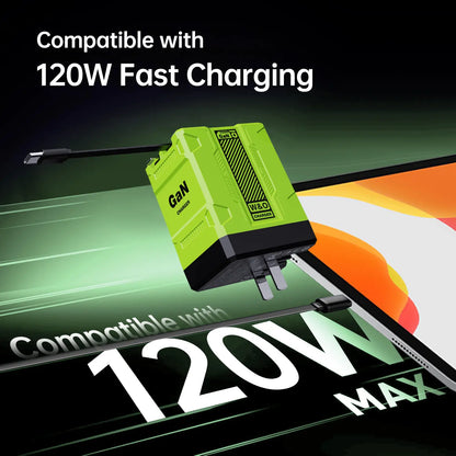 2 in 1 GaN Charger 120W Fast Charging for iPhone & Samsung