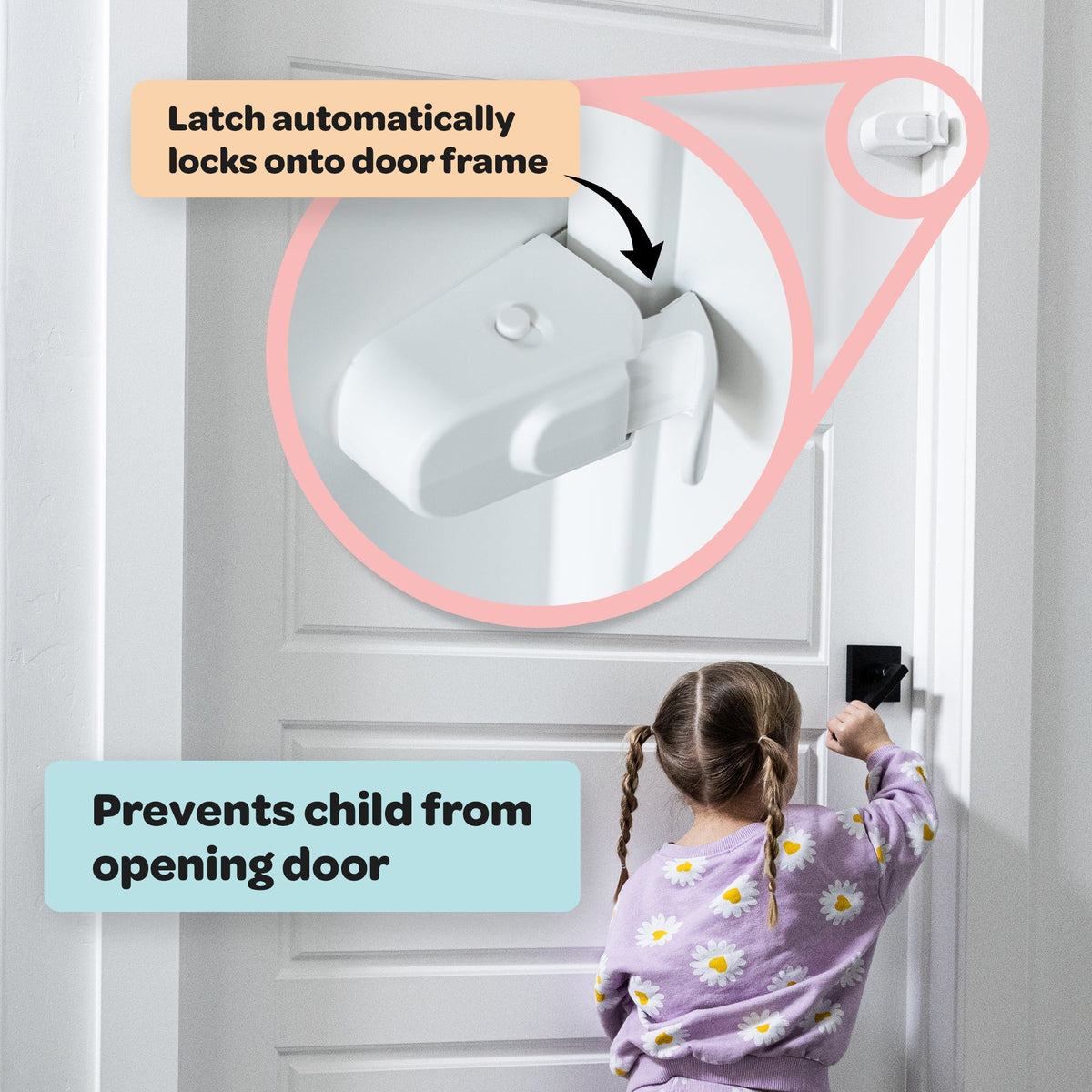 🔒 HugLock Child Safety Door Lock | Tool-Free No Drill Auto-Latching Childproof Latch
