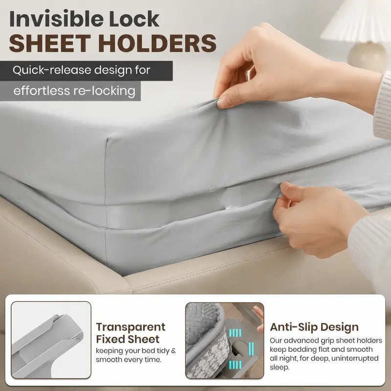 4-Pack Heavy Duty Bed Sheet Clips, Locking Mattress Corner Holders