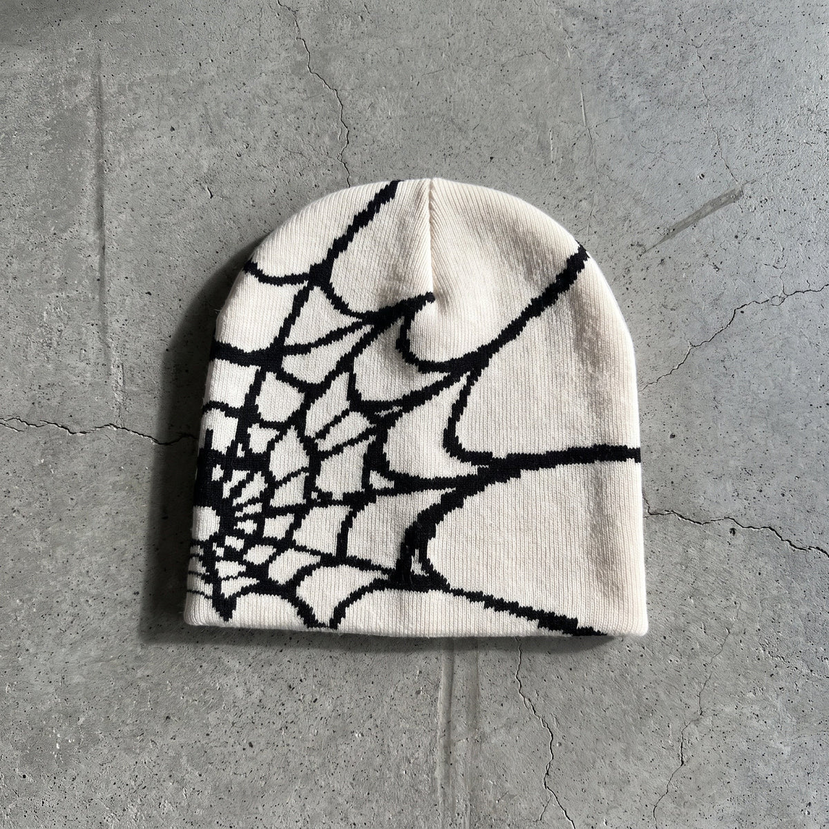 Unisex Y2K Spider Web Skull Cap Beanie - Viral Graphic Jacquard Knit Streetwear Grunge Aesthetic Hat