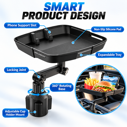 Universal 360° Swivel Car Cup Holder Tray
