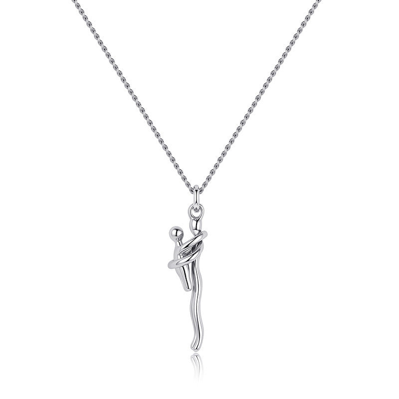 Hug Embrace Pendant Necklace for Mom & Child, Silver Gold Two-Tone Family Jewelry