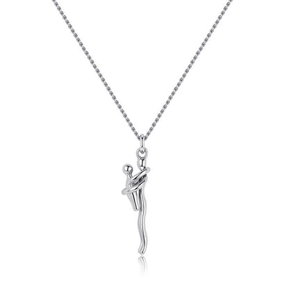 Hug Embrace Pendant Necklace for Mom & Child, Silver Gold Two-Tone Family Jewelry