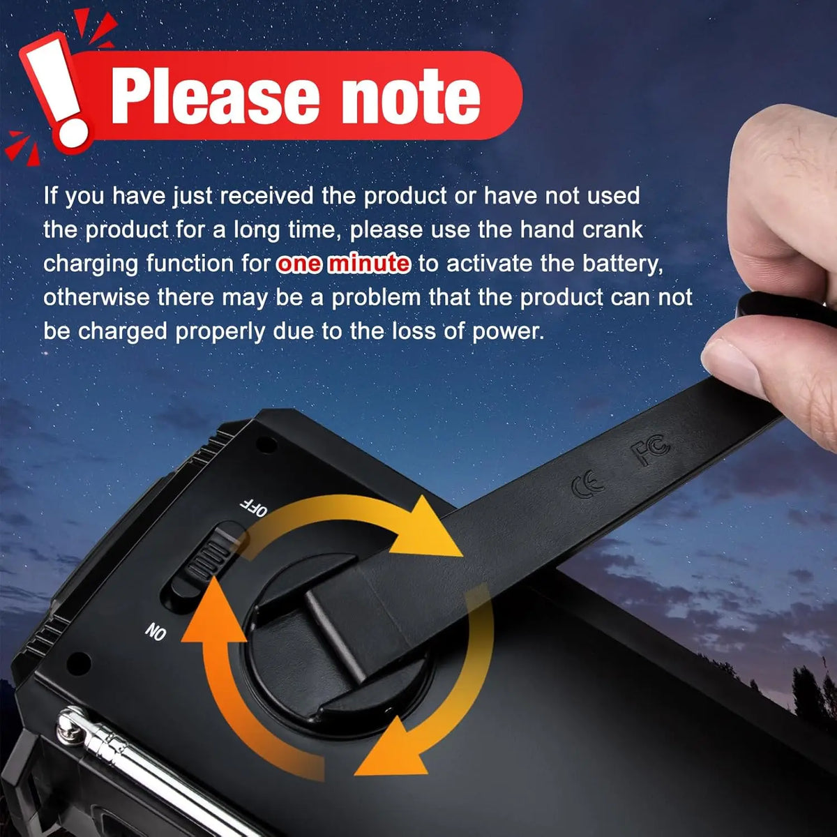 2000mAh Solar Powered Portable Survival Radio with Flashlight & SOS Alarm