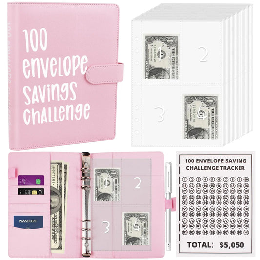 100 Envelopes Money Saving Challenge A5 Binder Pink