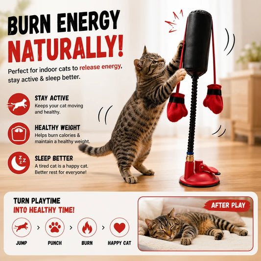 🥊 Interactive Cat Boxing Toy – Catnip Punching Bag with Strong Suction Base🐱