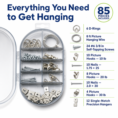 Go Hang It Pro - Picture Hanging and Leveling Tool with Case and Hardware Kit (85-Piece)