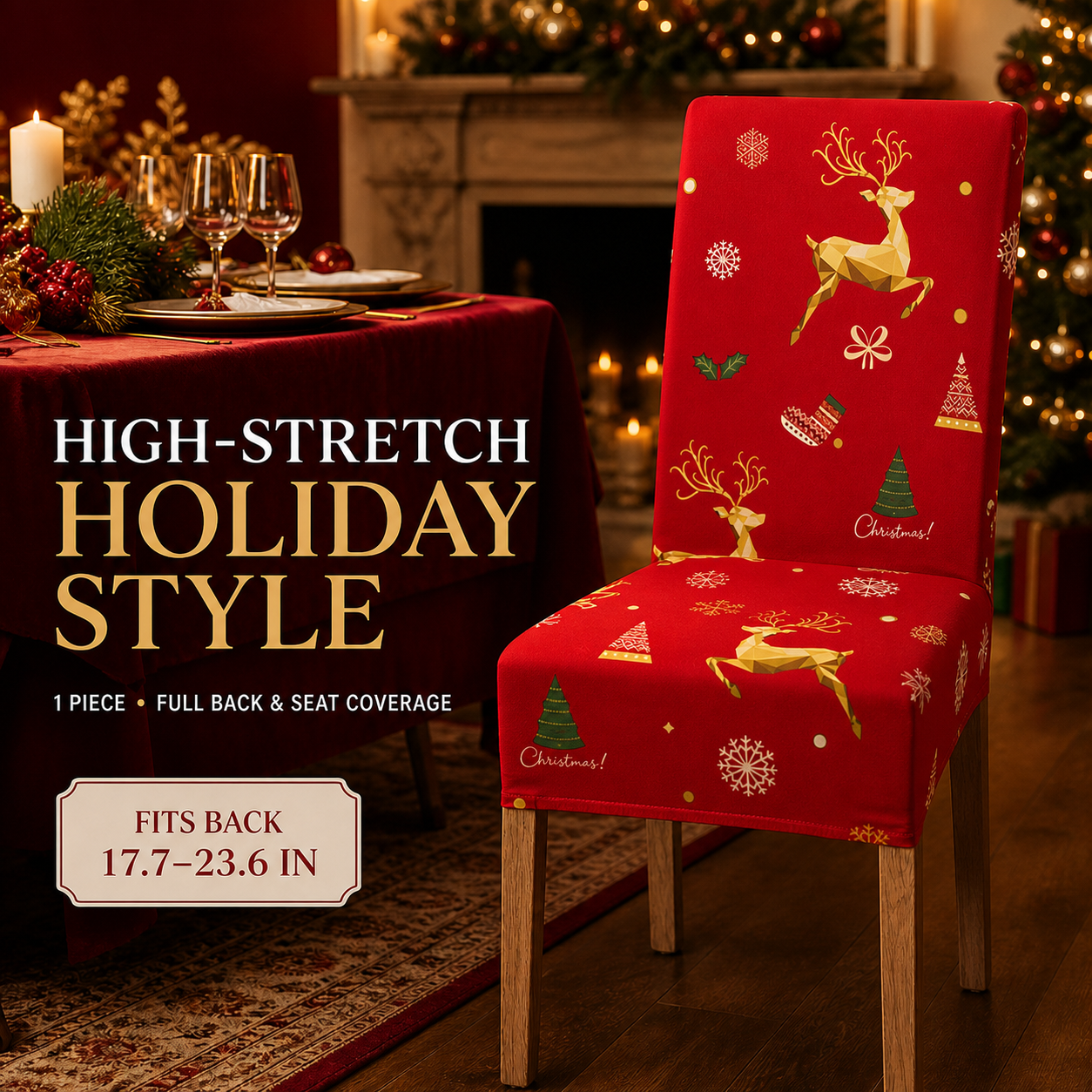 🎄Christmas High-Stretch Dining Chair Cover