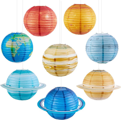🪐 8-Piece Solar System Planet Paper Lantern Set – Outer Space Birthday Party Decorations
