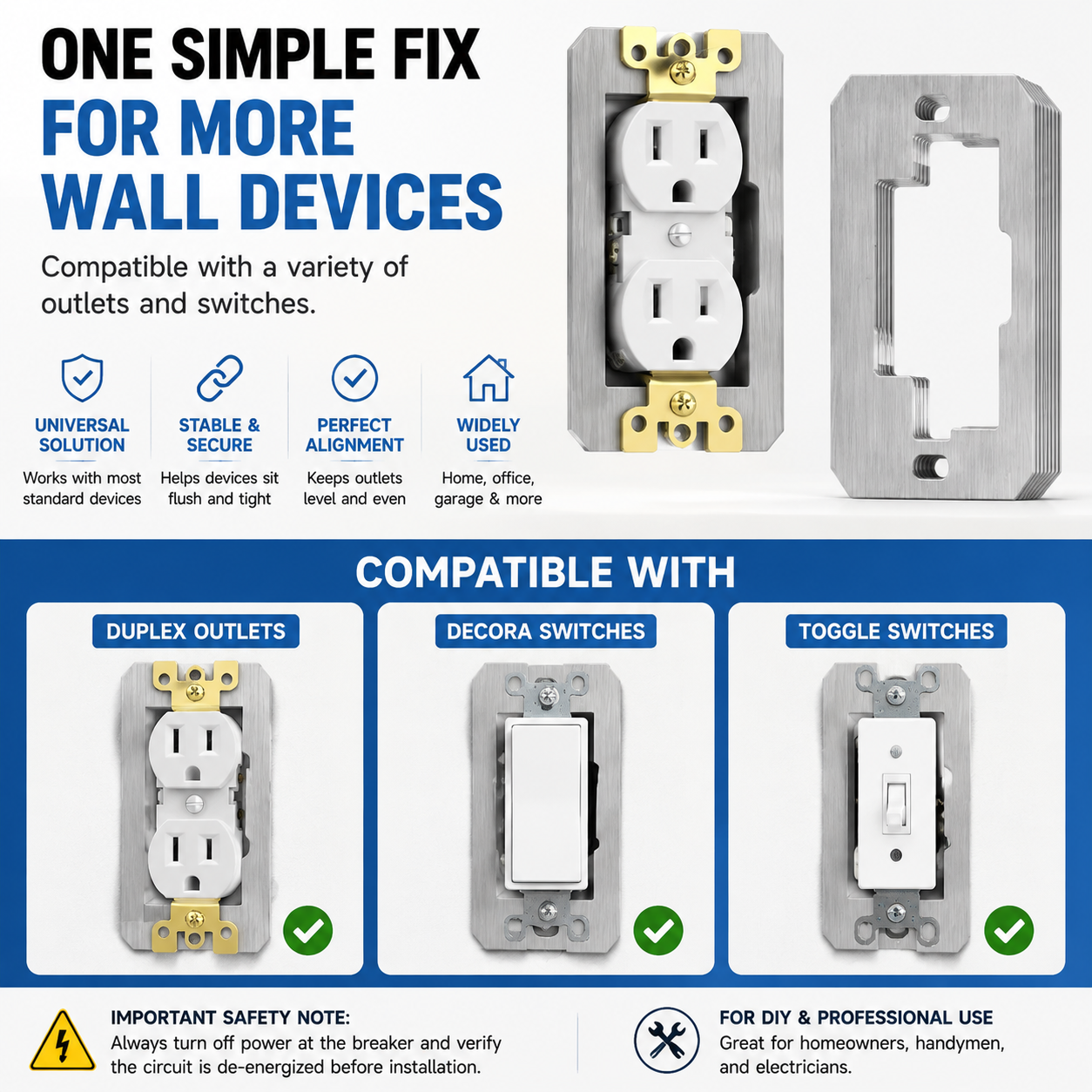 🛠 Outlet Repair Spacers – Easy Fix for Loose, Crooked & Recessed Outlets