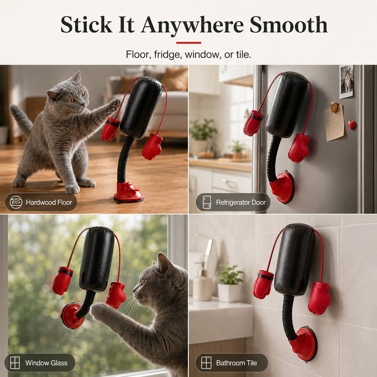 🥊 Interactive Cat Boxing Toy – Catnip Punching Bag with Strong Suction Base🐱