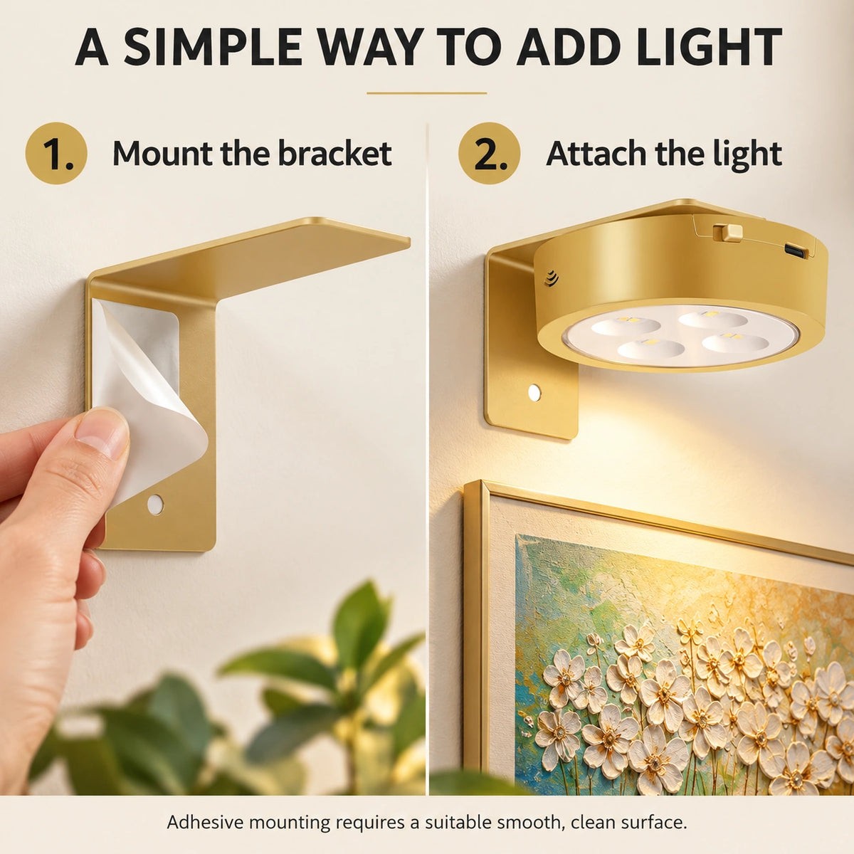 3-Pack Rechargeable Picture Lights for Wall