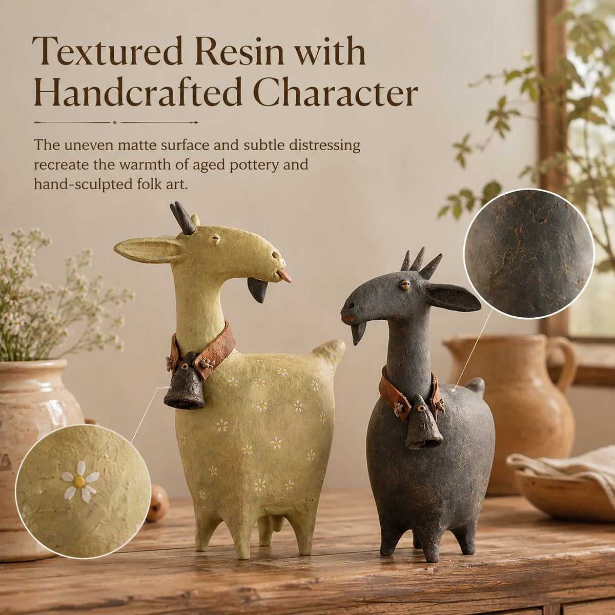 🔥 Whimsical Farmhouse Goat Figurines🐐
