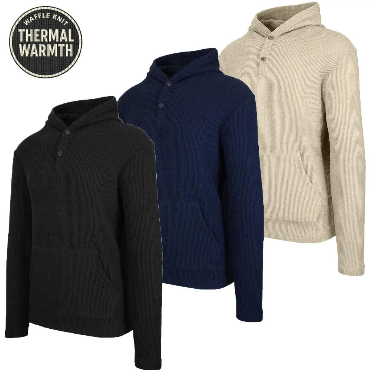 Men's Multi Pack Waffle Knit Pullover Hoodie