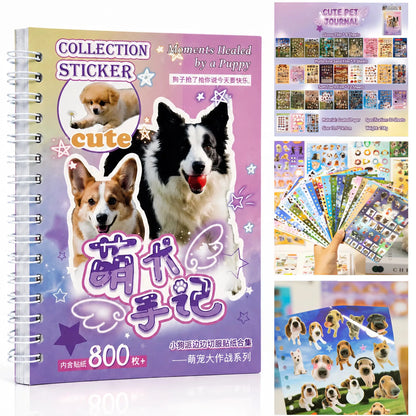Cute Pet Sticker Book, 30 Sheets Cat & Dog
