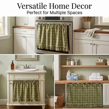 Polyester Farmhouse Stove Top Cover - Cooktop Cover with Ruffled Bow 77 * 55cm