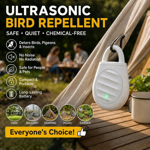 🔥Limited time offer Buy 3 get 2 free!🐦No more trouble from birds, beasts and locusts!Portable Ultrasonic Bird Repellent Keychain
