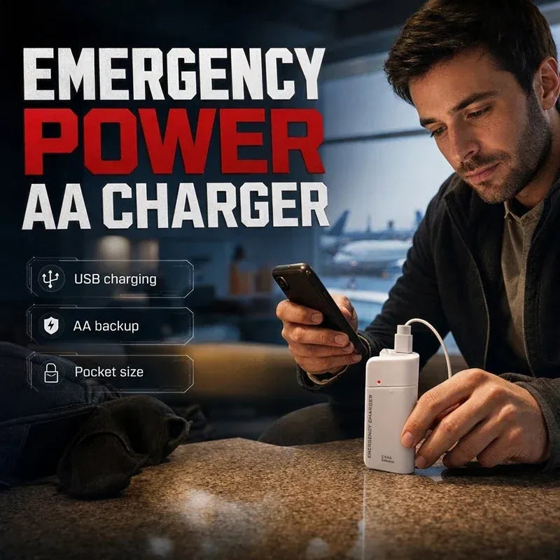 🔥😍Portable Emergency Phone Charger AA Battery Powered Power Bank with LED Flashlight