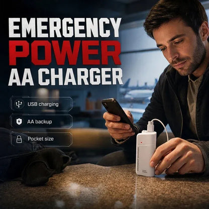 🔥😍Portable Emergency Phone Charger AA Battery Powered Power Bank with LED Flashlight