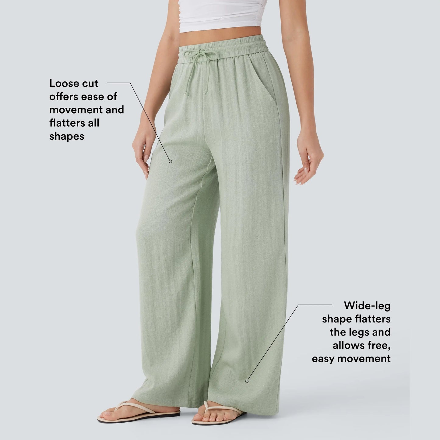 Halara High Waisted Drawstring Wide Leg Casual Pants