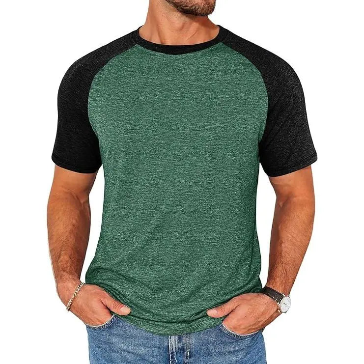 Men's Color Block Raglan T-Shirt Casual Slim Fit