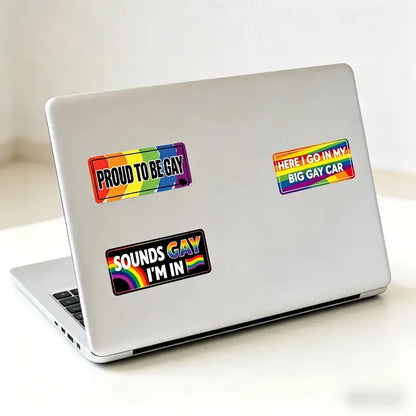 12 Rainbow Pride Magnetic Bumper Stickers