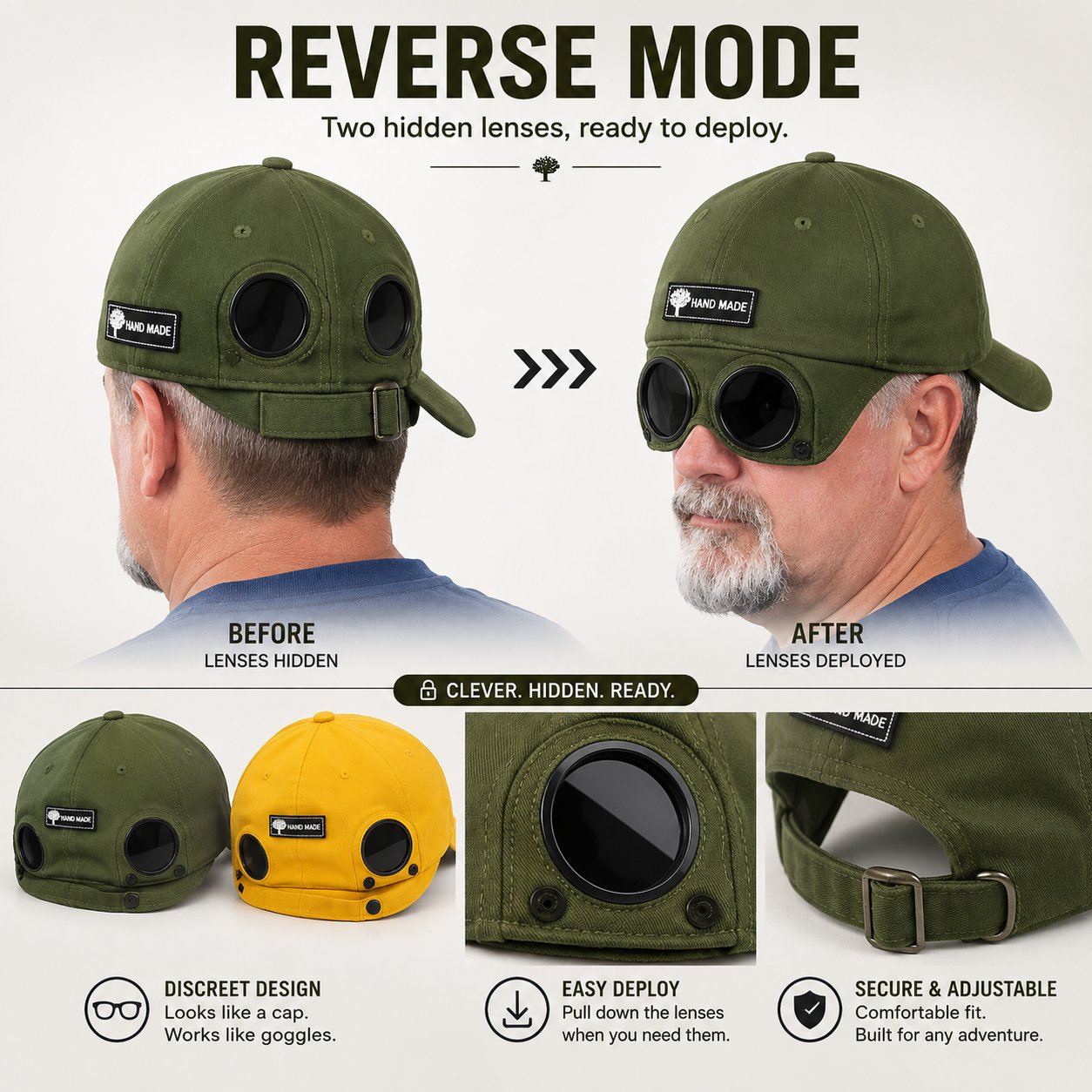 🧢Steampunk Aviator Baseball Cap with Flip-Up Goggles