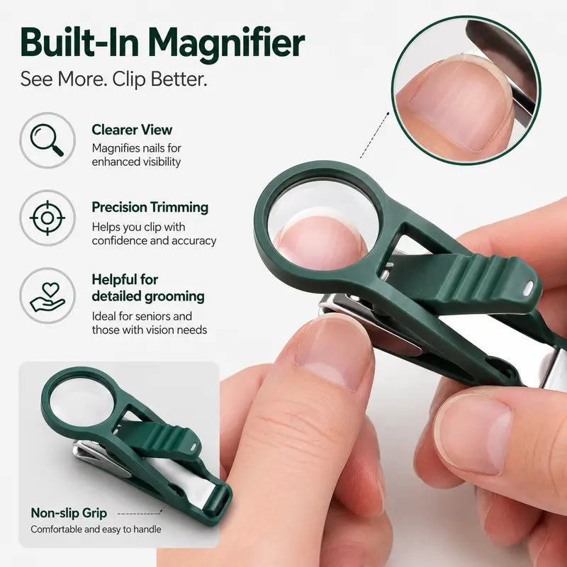 Magnifying Nail Clipper – Precision Nail Cutter with Built-In HD Glass Lens